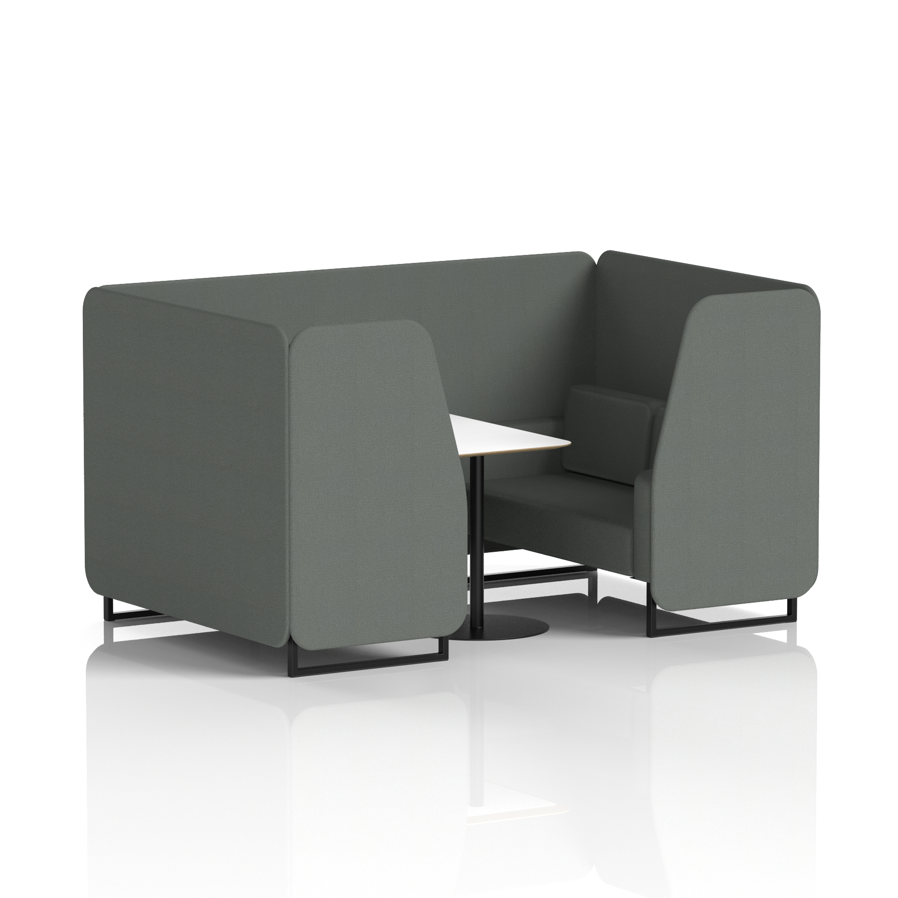 Brixworth Booth With Black Legs And White Table In Single Tone 4 Seater Affix Panels And Sofa Band 4 - Synergy