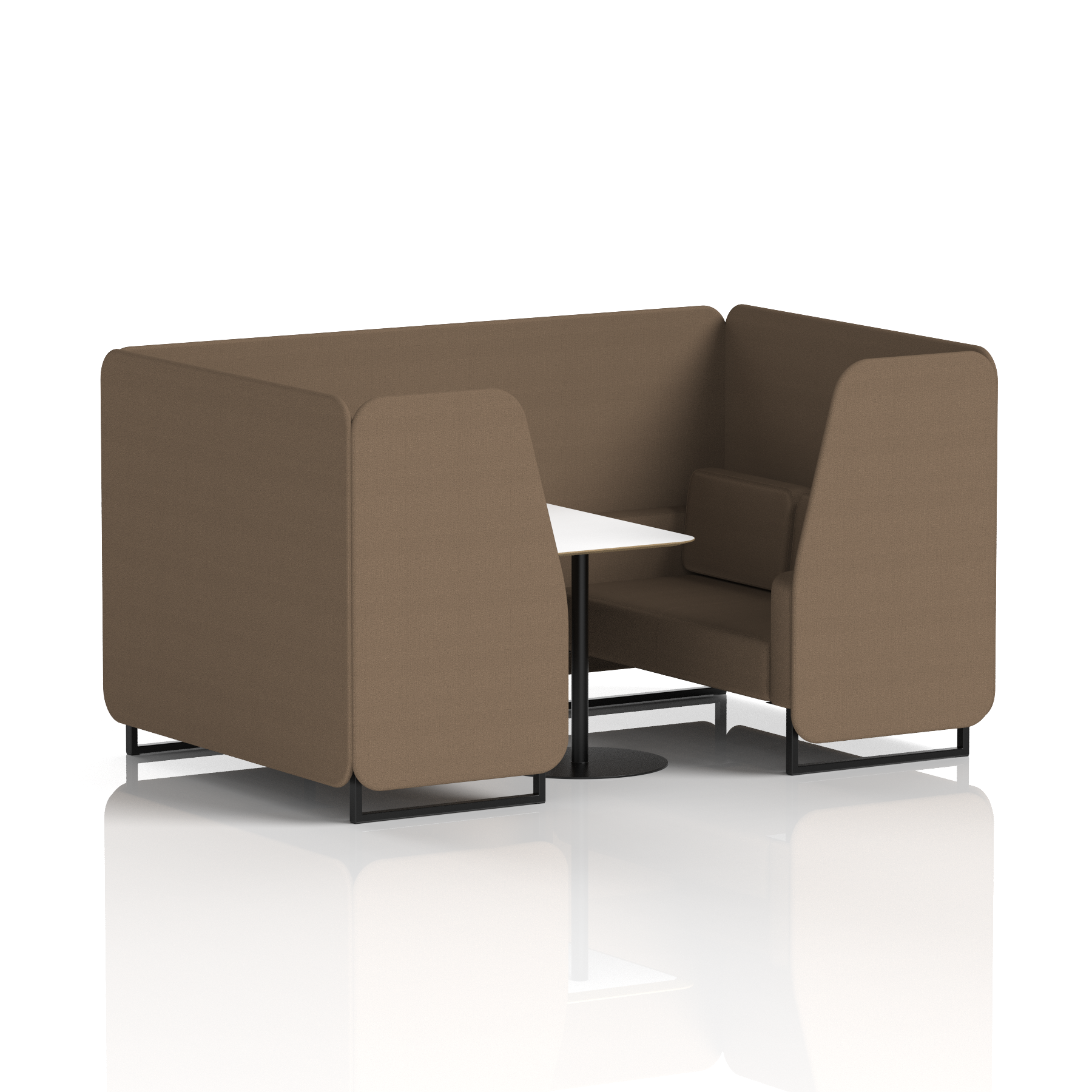 Brixworth Booth With Black Legs And White Table In Single Tone 6 Seater Affix Panels And Sofa Band 4 - Synergy