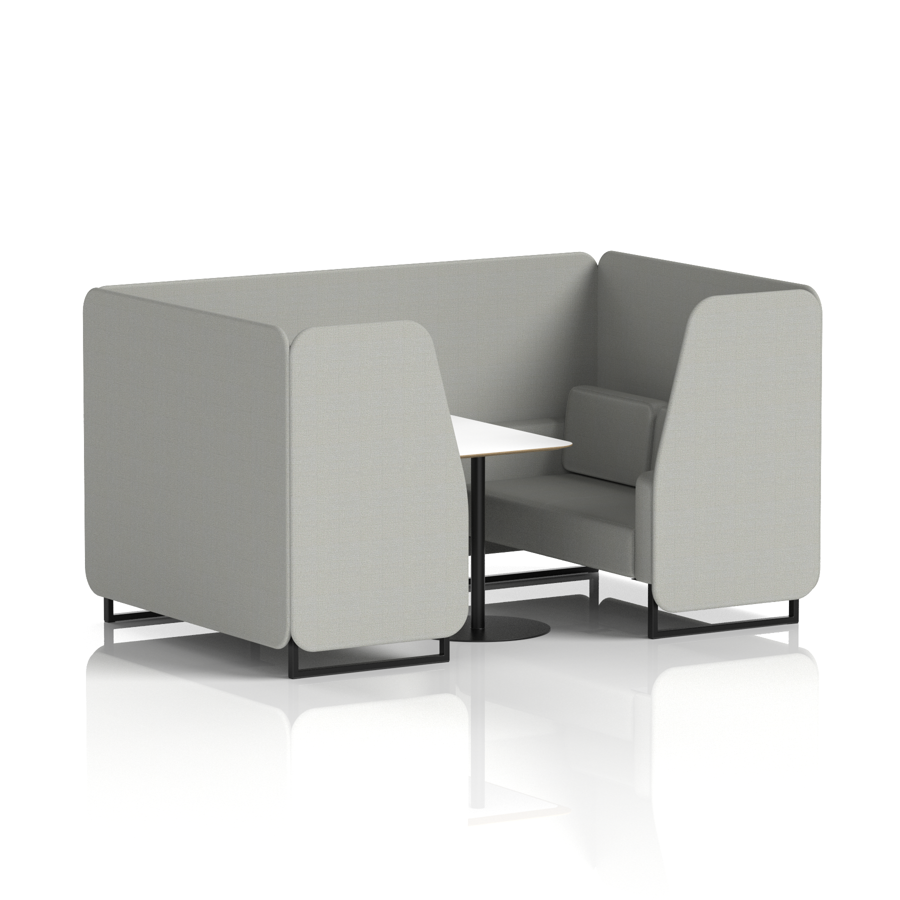 Brixworth Booth With Black Legs And White Table In Single Tone 2 Seater Alike Panels And Sofa Band 4 - Synergy