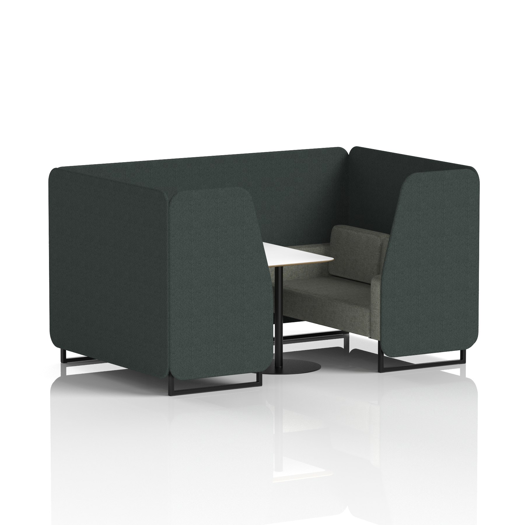 Brixworth Booth With Black Legs And White Table In Two Tone 4 Seater Polygon Panels And Calculus Sofa Band 2 - X2