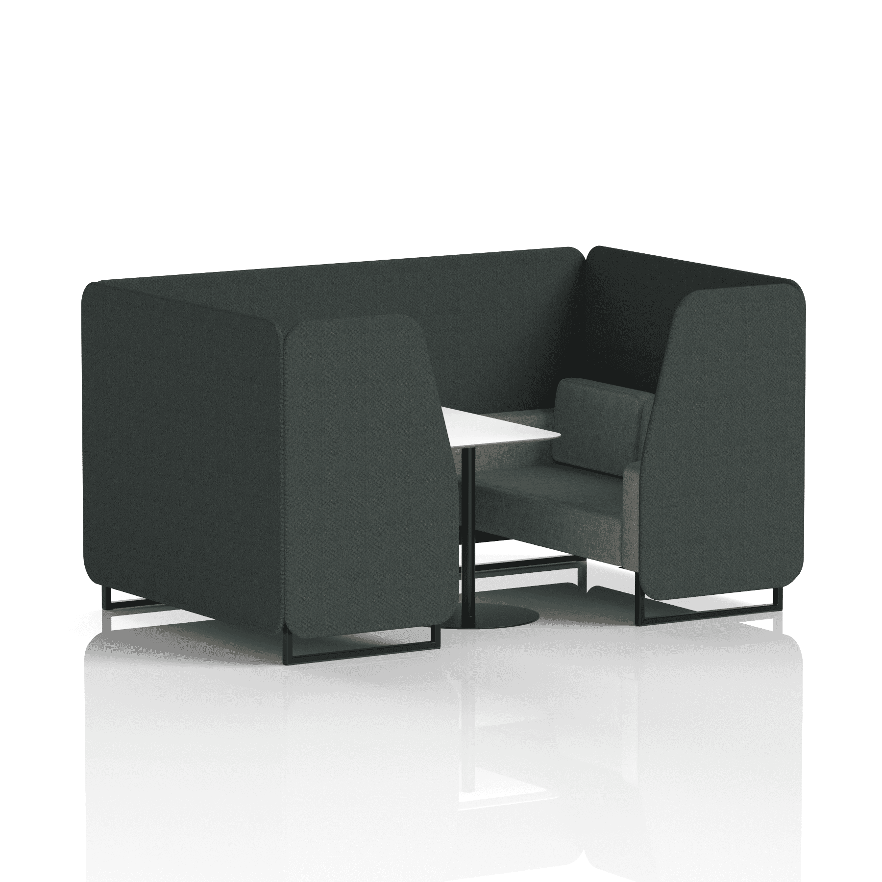 Brixworth Booth With Black Legs And White Table In Two Tone 4 Seater Polygon Panels And Calculus Sofa Band 2 - X2