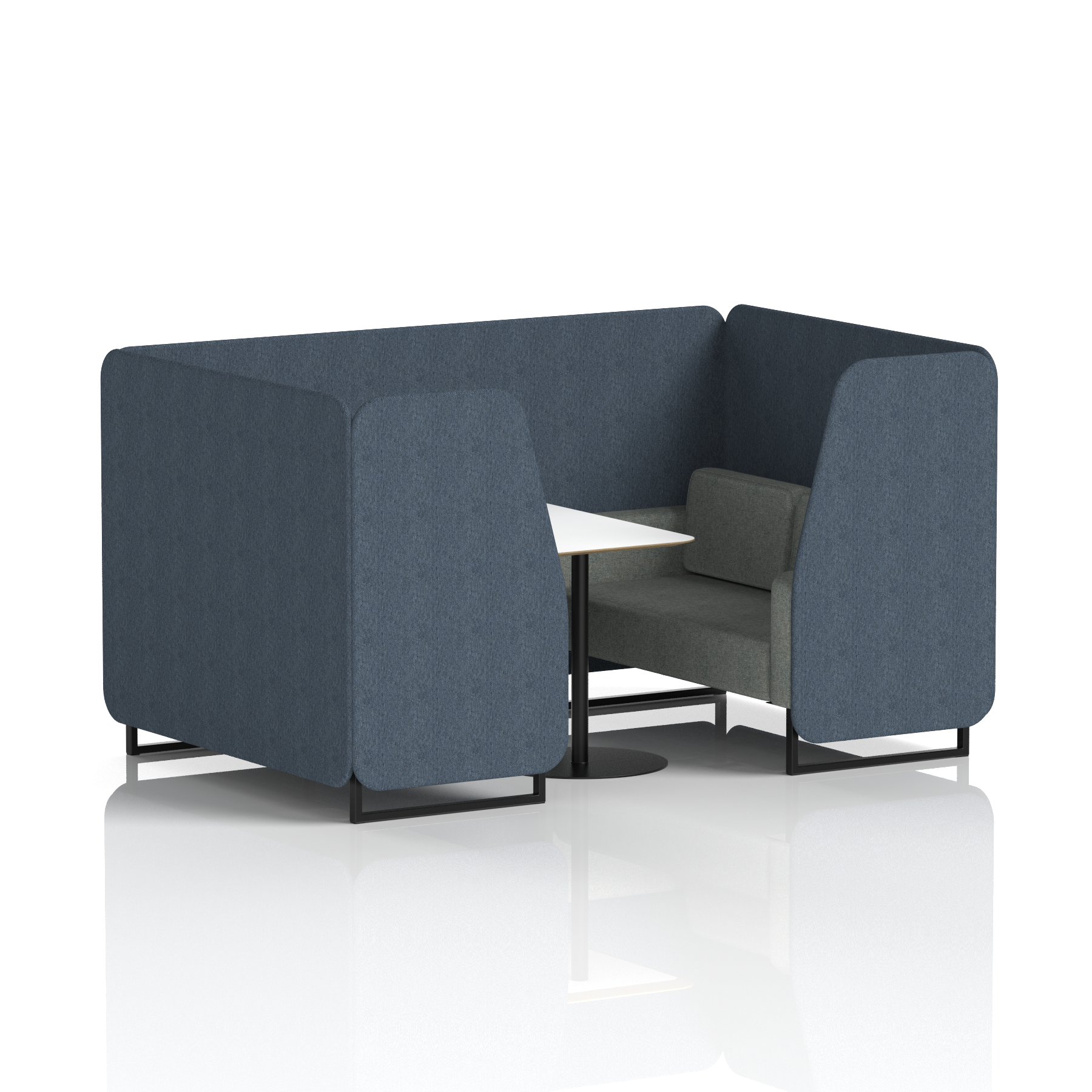 Brixworth Booth With Black Legs And White Table In Two Tone 6 Seater Polygon Panels And Calculus Sofa Band 2 - X2