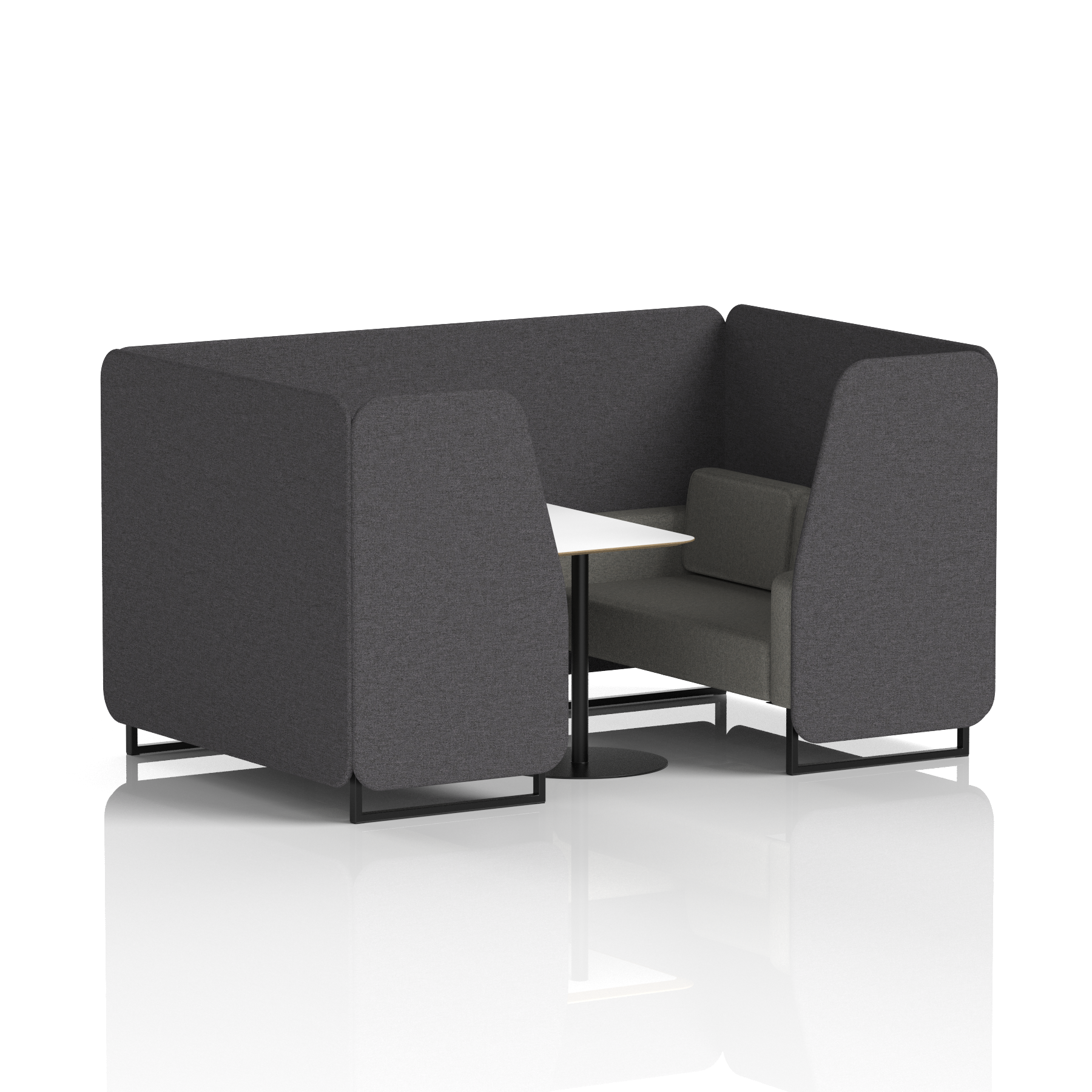 Brixworth Booth With Black Legs And White Table In Two Tone 2 Seater Bank Panels And Upminster Sofa Band 3 - Main Line Flax