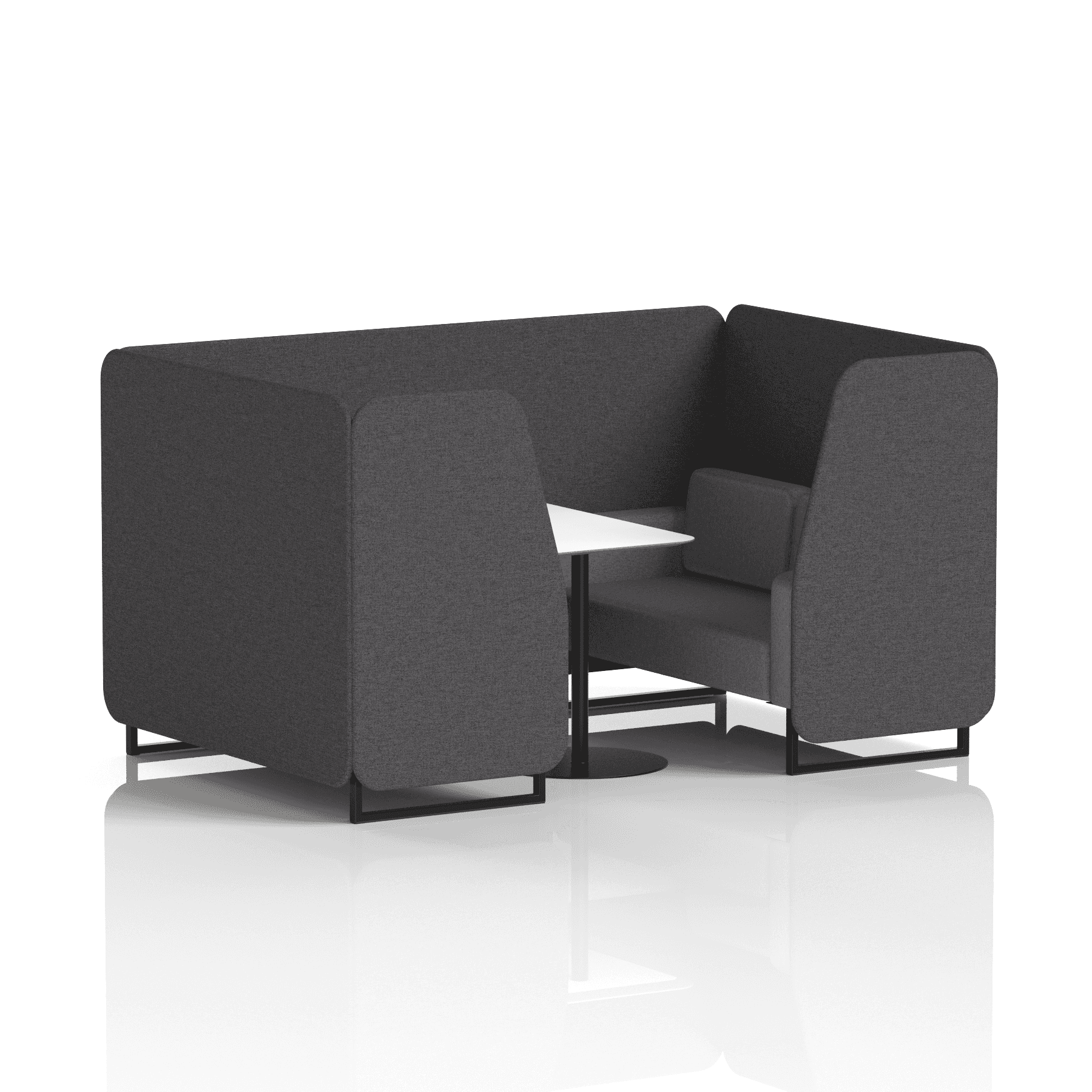 Brixworth Booth With Black Legs And White Table In Two Tone 2 Seater Bank Panels And Upminster Sofa Band 3 - Main Line Flax