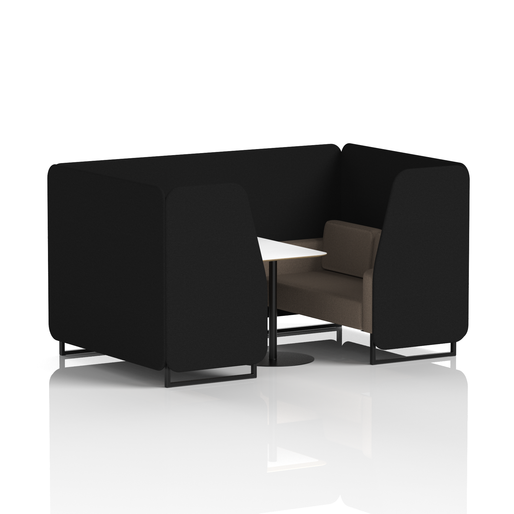 Brixworth Booth With Black Legs And White Table In Two Tone 6 Seater Bank Panels And Upminster Sofa Band 3 - Main Line Flax