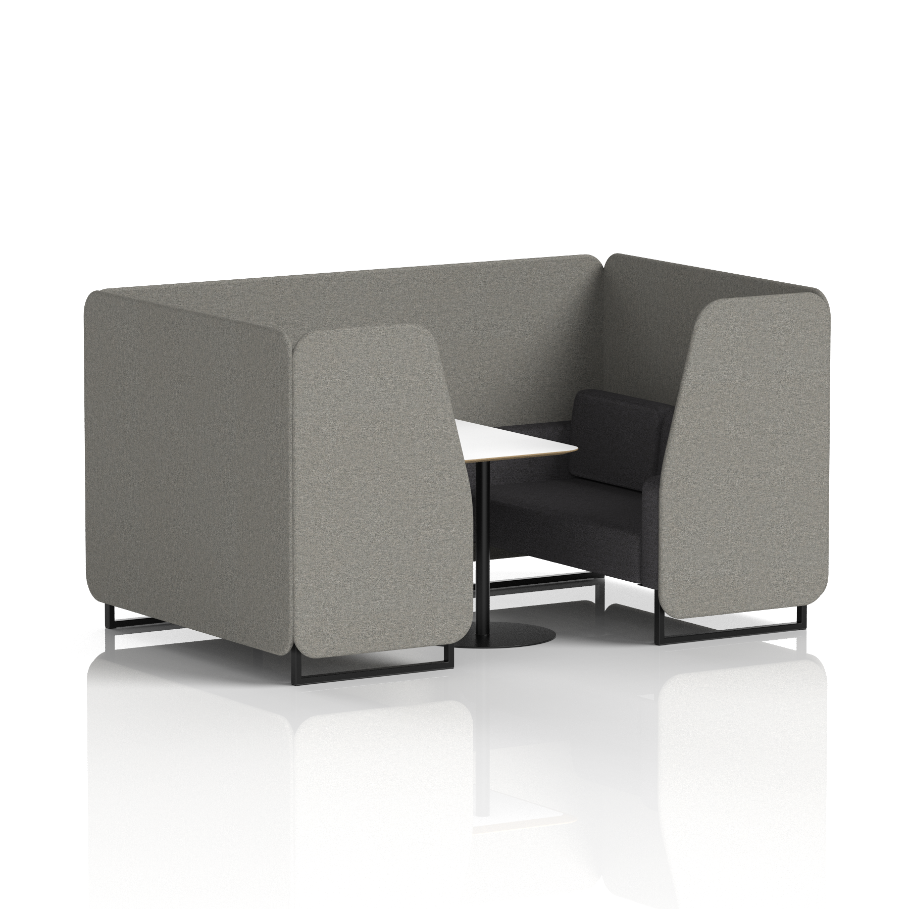 Brixworth Booth With Black Legs And White Table In Two Tone 2 Seater Monument Panels And Temple Sofa Band 3 - Main Line Flax