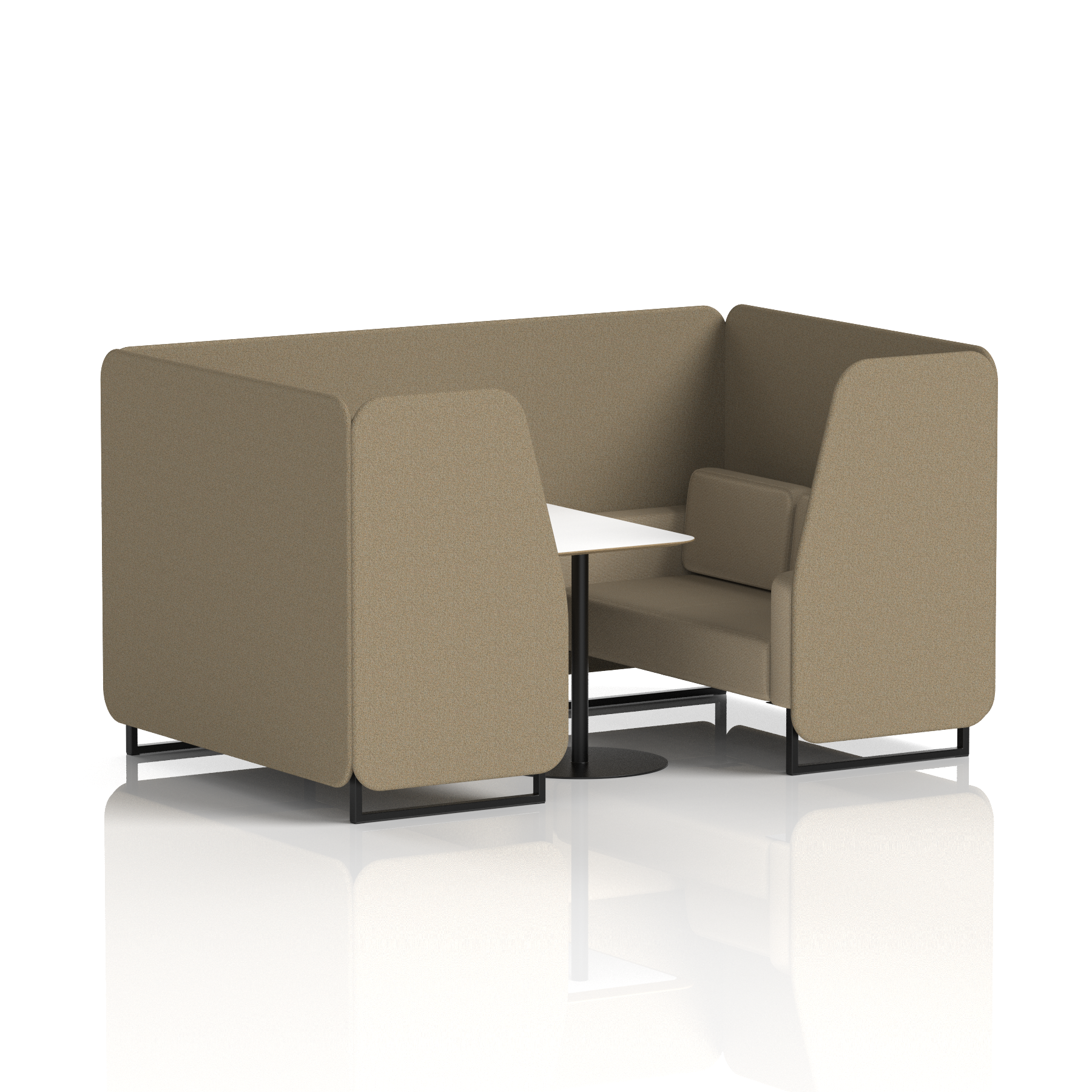 Brixworth Booth With Black Legs And White Table In Two Tone 2 Seater Newbury Panels And Westminster Sofa Band 3 - Main Line Flax