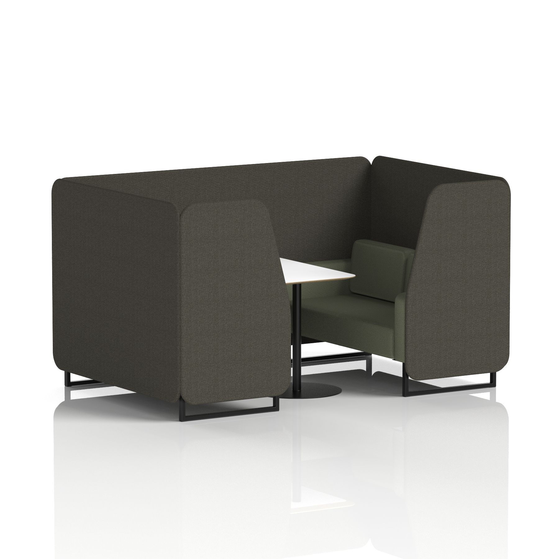Brixworth Booth With Black Legs And White Table In Two Tone 2 Seater Temple Panels And Monument Sofa Band 3 - Main Line Flax