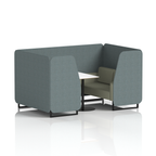 Brixworth Booth With Black Legs And White Table In Two Tone 6 Seater Temple Panels And Monument Sofa Band 3 - Main Line Flax