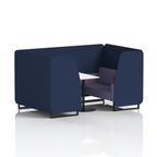Brixworth Booth With Black Legs And White Table In Two Tone 4 Seater Upminster Panels And Bank Sofa Band 3 - Main Line Flax