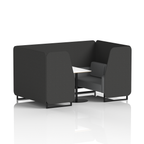 Brixworth Booth With Black Legs And White Table In Two Tone 6 Seater Upminster Panels And Bank Sofa Band 3 - Main Line Flax