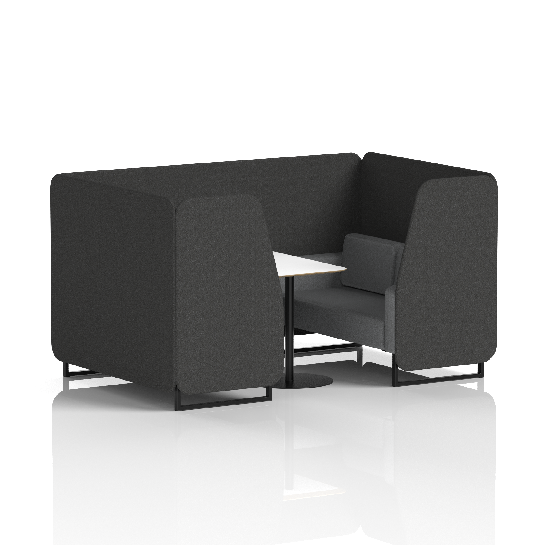 Brixworth Booth With Black Legs And White Table In Two Tone 6 Seater Upminster Panels And Bank Sofa Band 3 - Main Line Flax