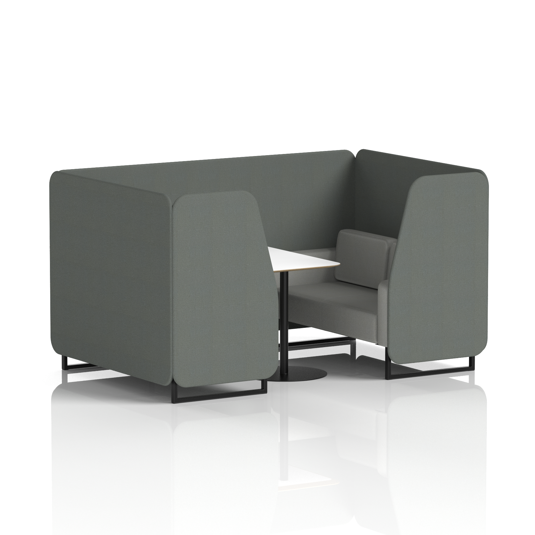 Brixworth Booth With Black Legs And White Table In Two Tone 4 Seater Affix Panels And Wed Sofa Band 4 - Synergy