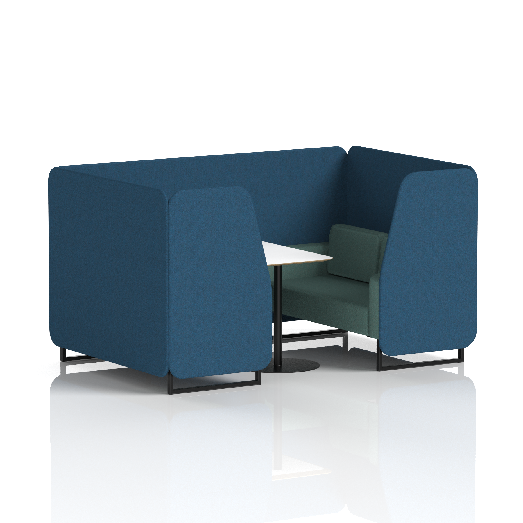 Brixworth Booth With Black Legs And White Table In Two Tone 4 Seater Alike Panels And Order Sofa Band 4 - Synergy