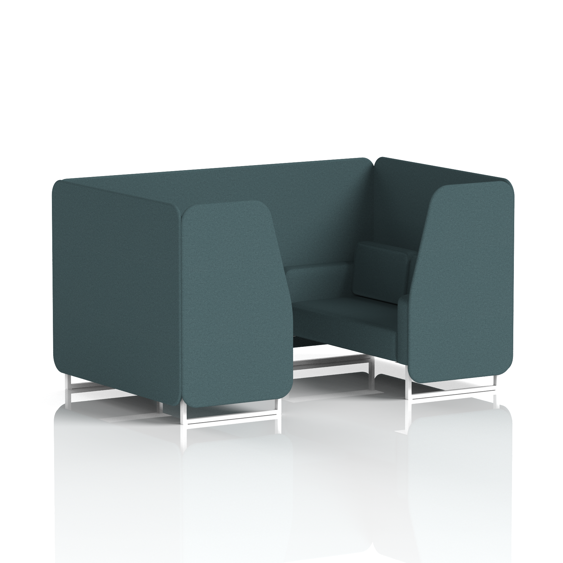 Brixworth Booth With White Legs in Single Tone 4 Seater Monument Panels And Sofa Band 3 - Main Line Flax