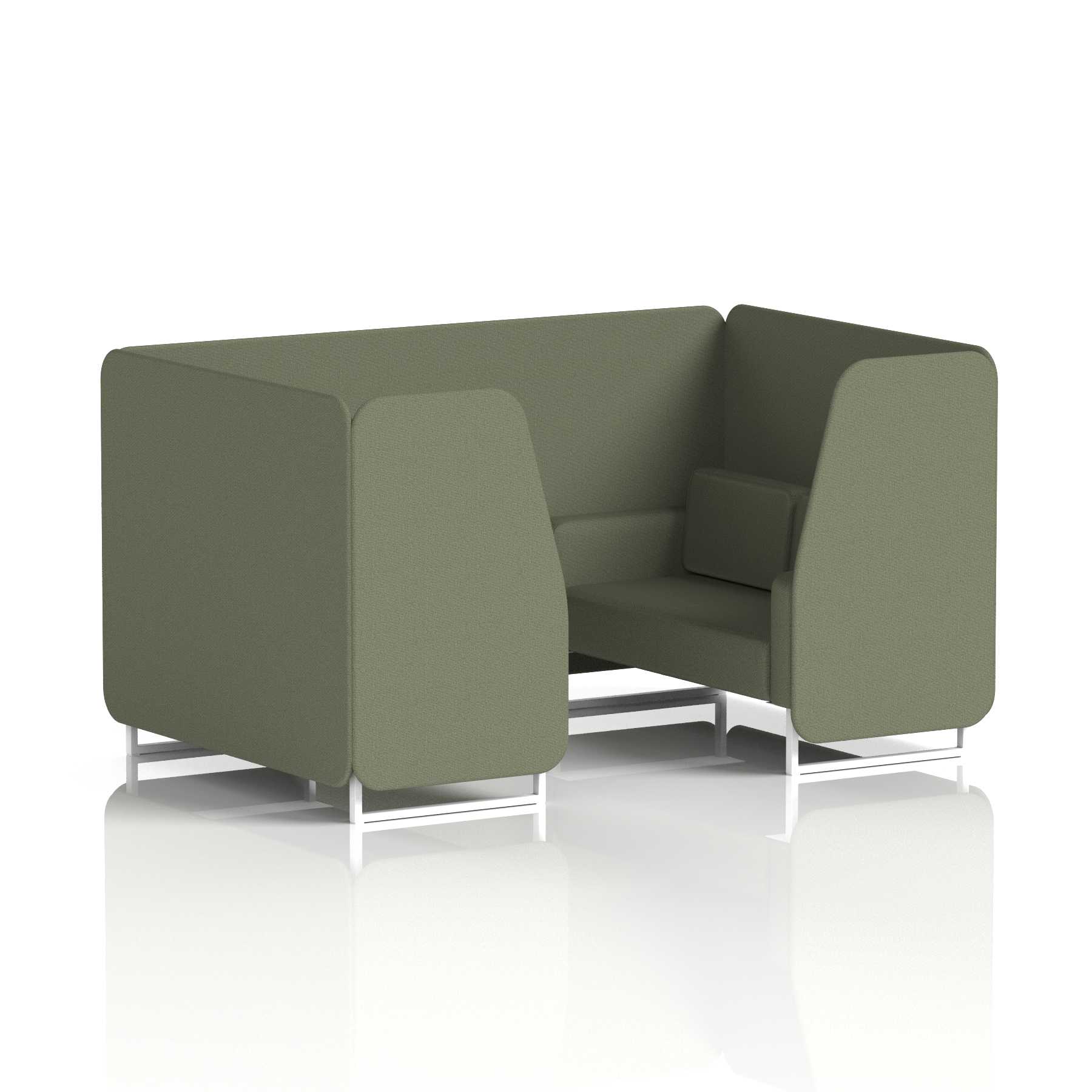 Brixworth Booth With White Legs in Single Tone 4 Seater Newbury Panels And Sofa Band 3 - Main Line Flax