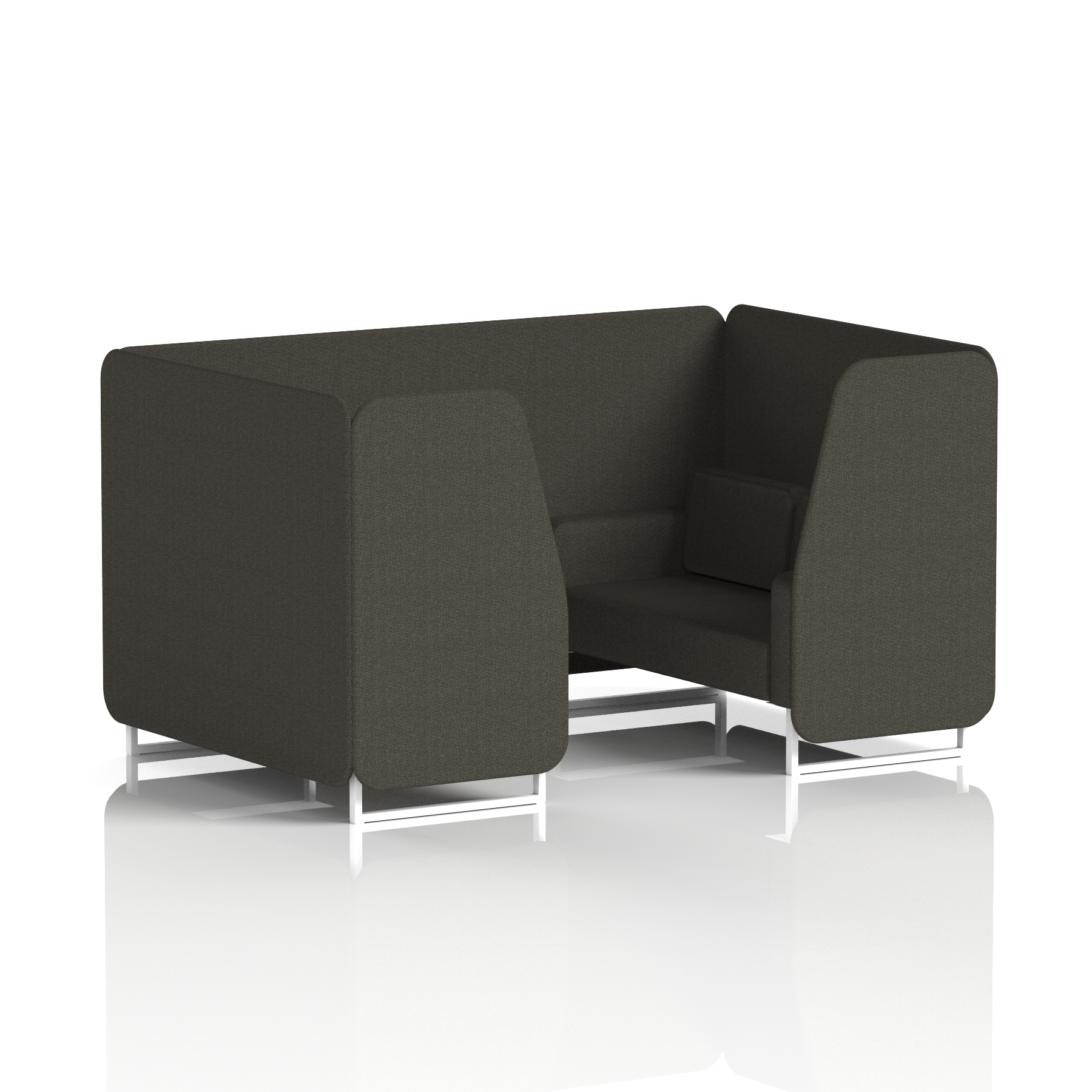 Brixworth Booth With White Legs in Single Tone 2 Seater Temple Panels And Sofa Band 3 - Main Line Flax