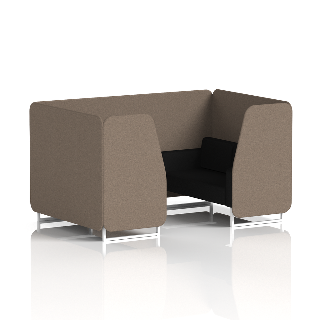 Brixworth Booth With White Legs in Two Tone 6 Seater Monument Panels And Temple Sofa Band 3 - Main Line Flax