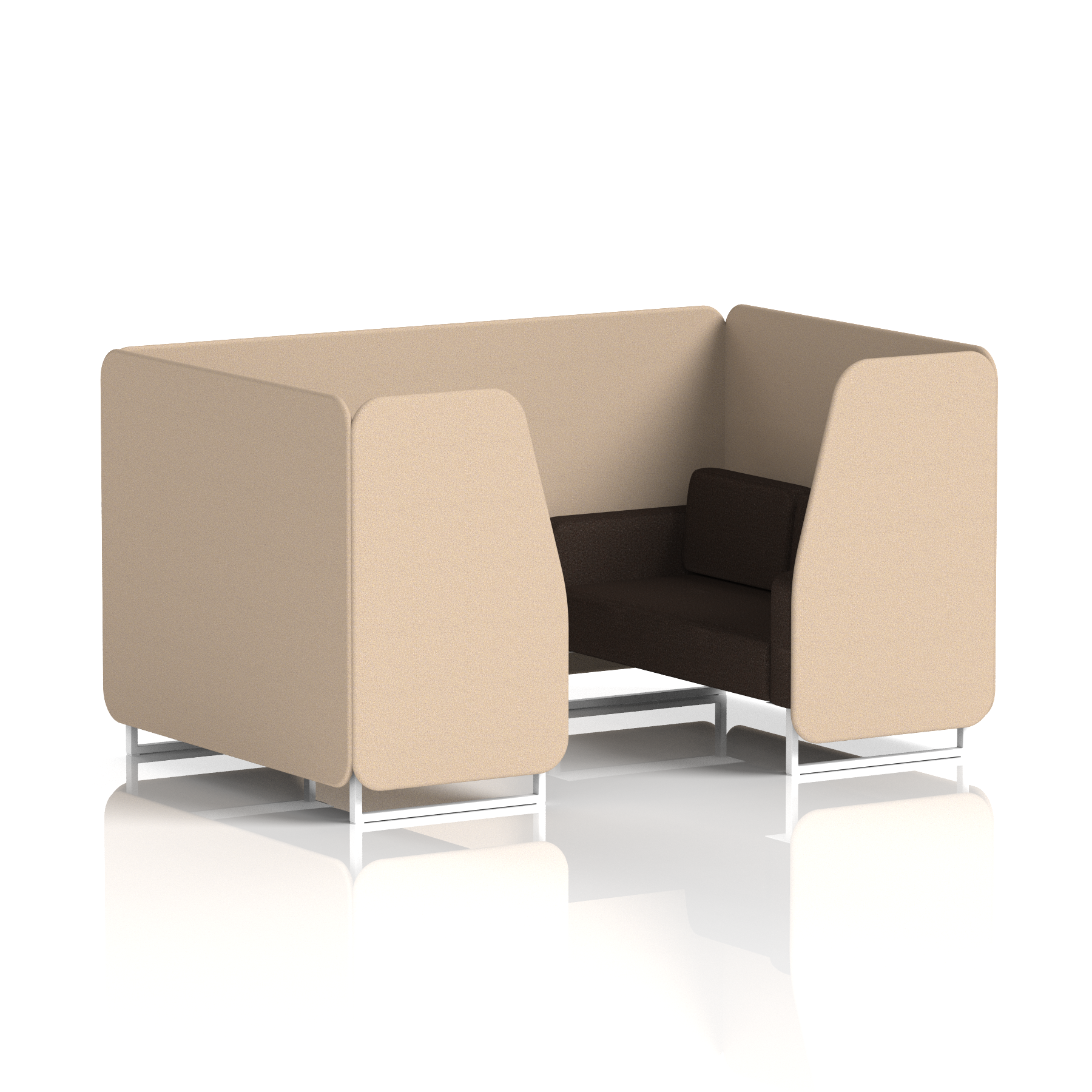 Brixworth Booth With White Legs in Two Tone 2 Seater Upminster Panels And Bank Sofa Band 3 - Main Line Flax
