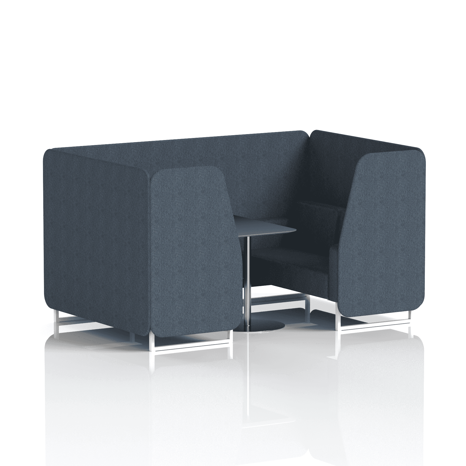 Brixworth Booth With White Legs And Black Table In Single Tone 6 Seater Polygon Panels And Sofa Band 2 - X2