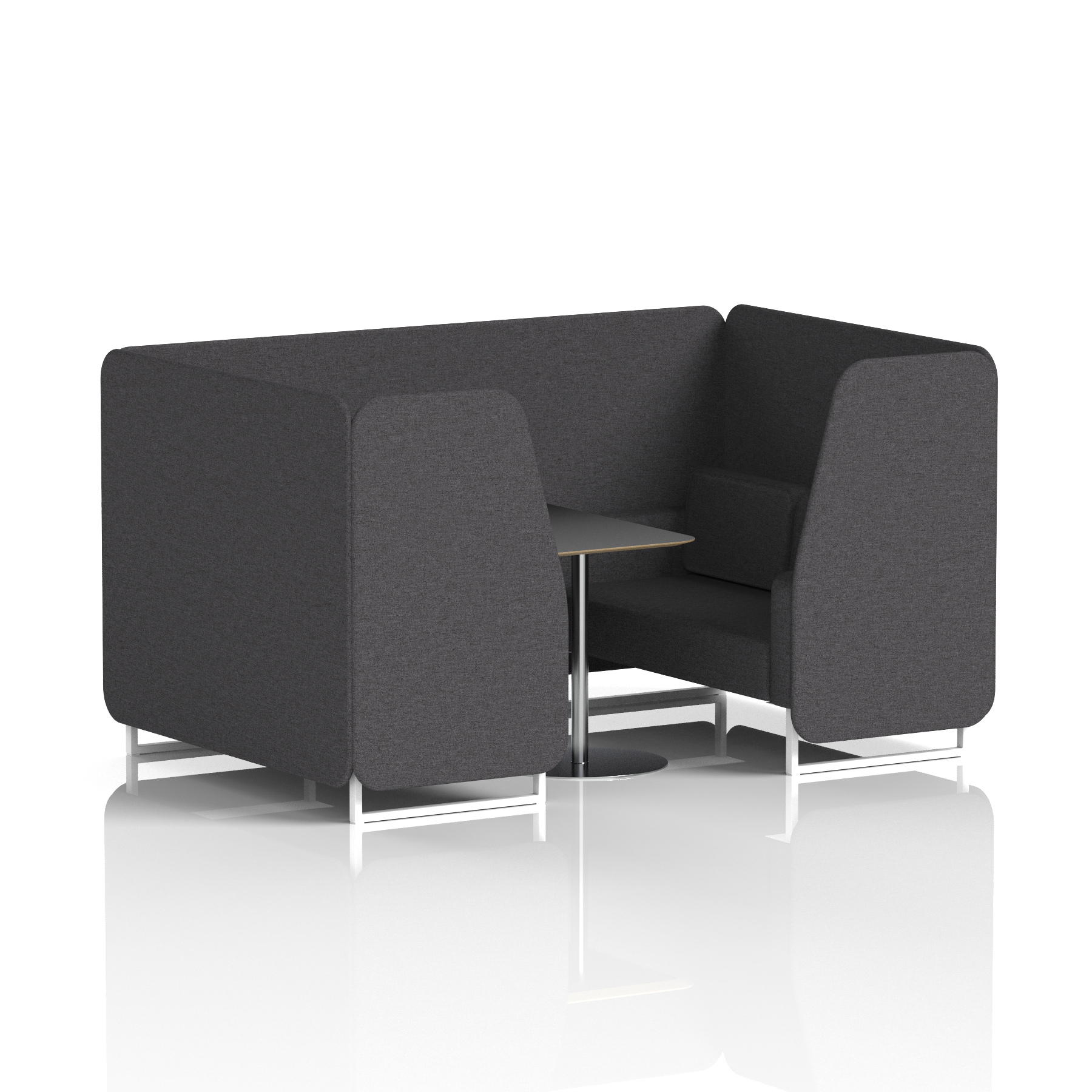 Brixworth Booth With White Legs And Black Table In Single Tone 2 Seater Bank Panels And Sofa Band 3 - Main Line Flax
