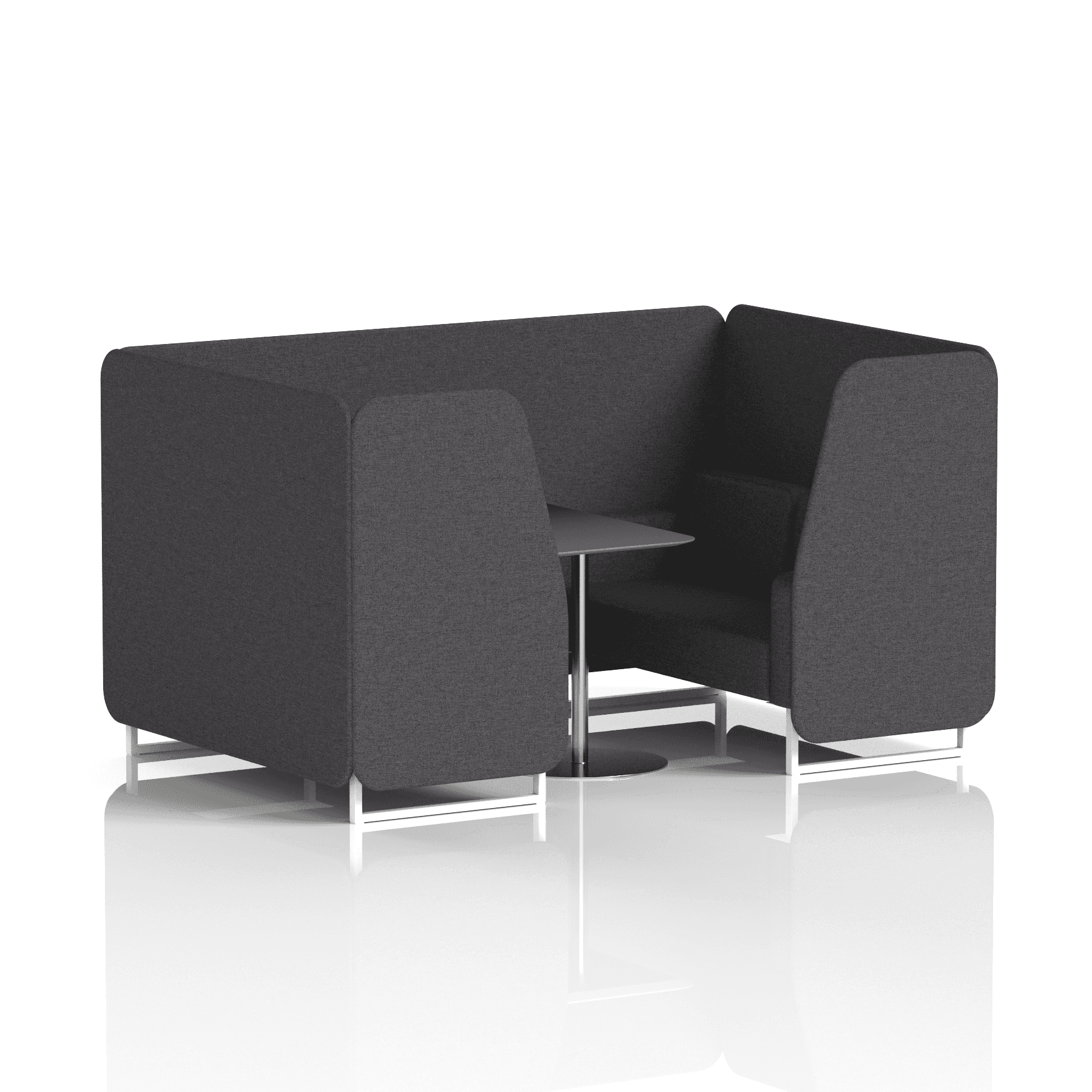 Brixworth Booth With White Legs And Black Table In Single Tone 2 Seater Bank Panels And Sofa Band 3 - Main Line Flax
