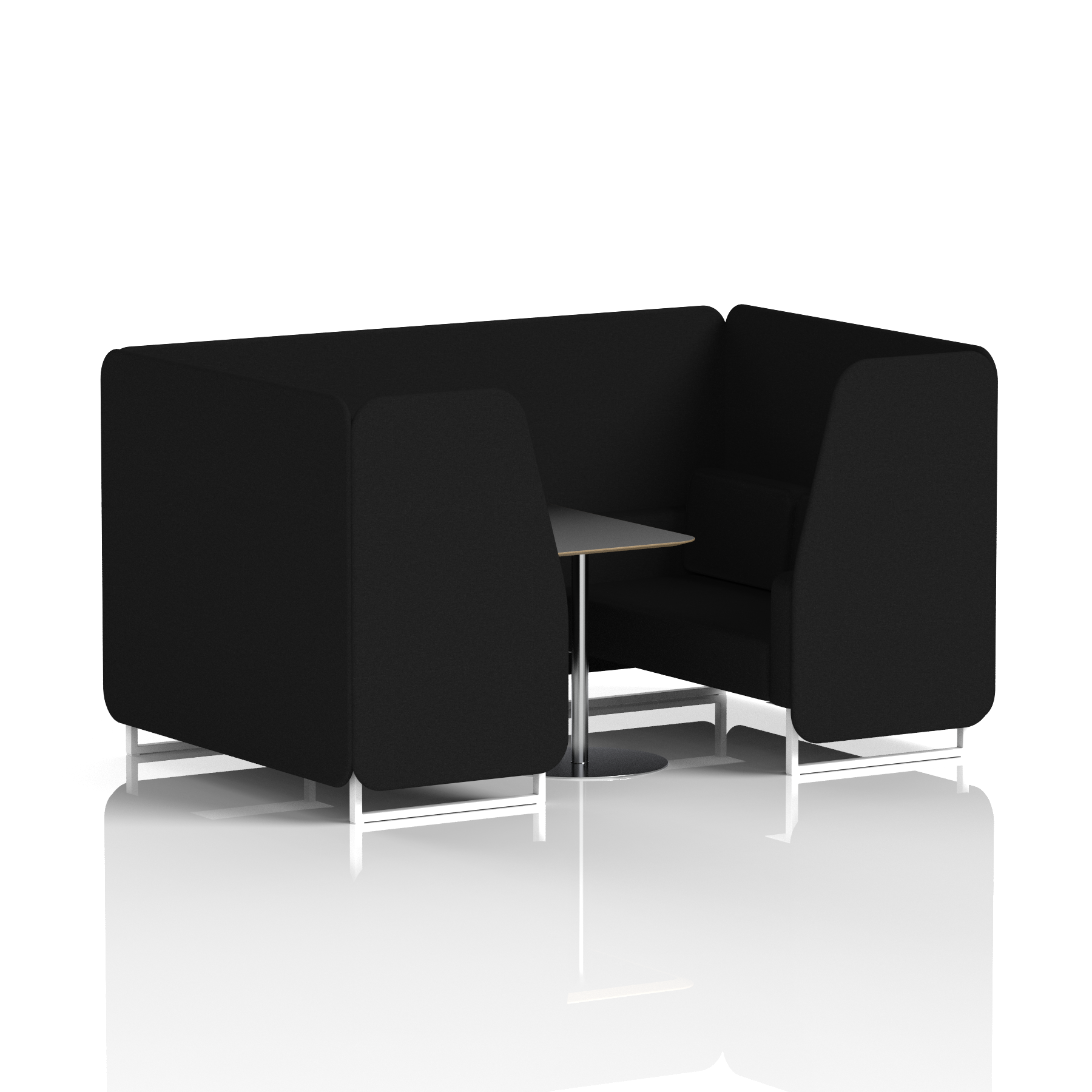 Brixworth Booth With White Legs And Black Table In Single Tone 6 Seater Bank Panels And Sofa Band 3 - Main Line Flax