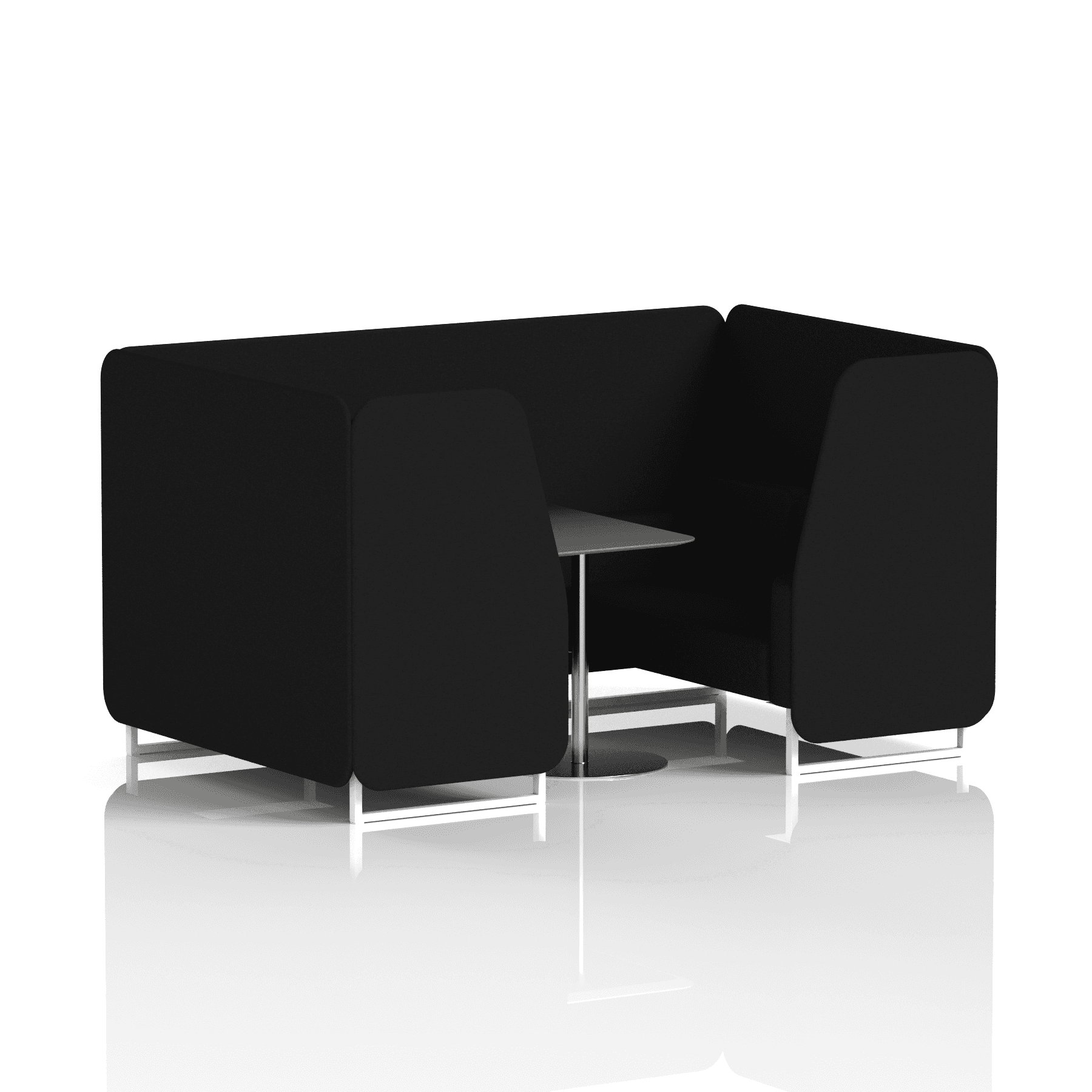 Brixworth Booth With White Legs And Black Table In Single Tone 6 Seater Bank Panels And Sofa Band 3 - Main Line Flax
