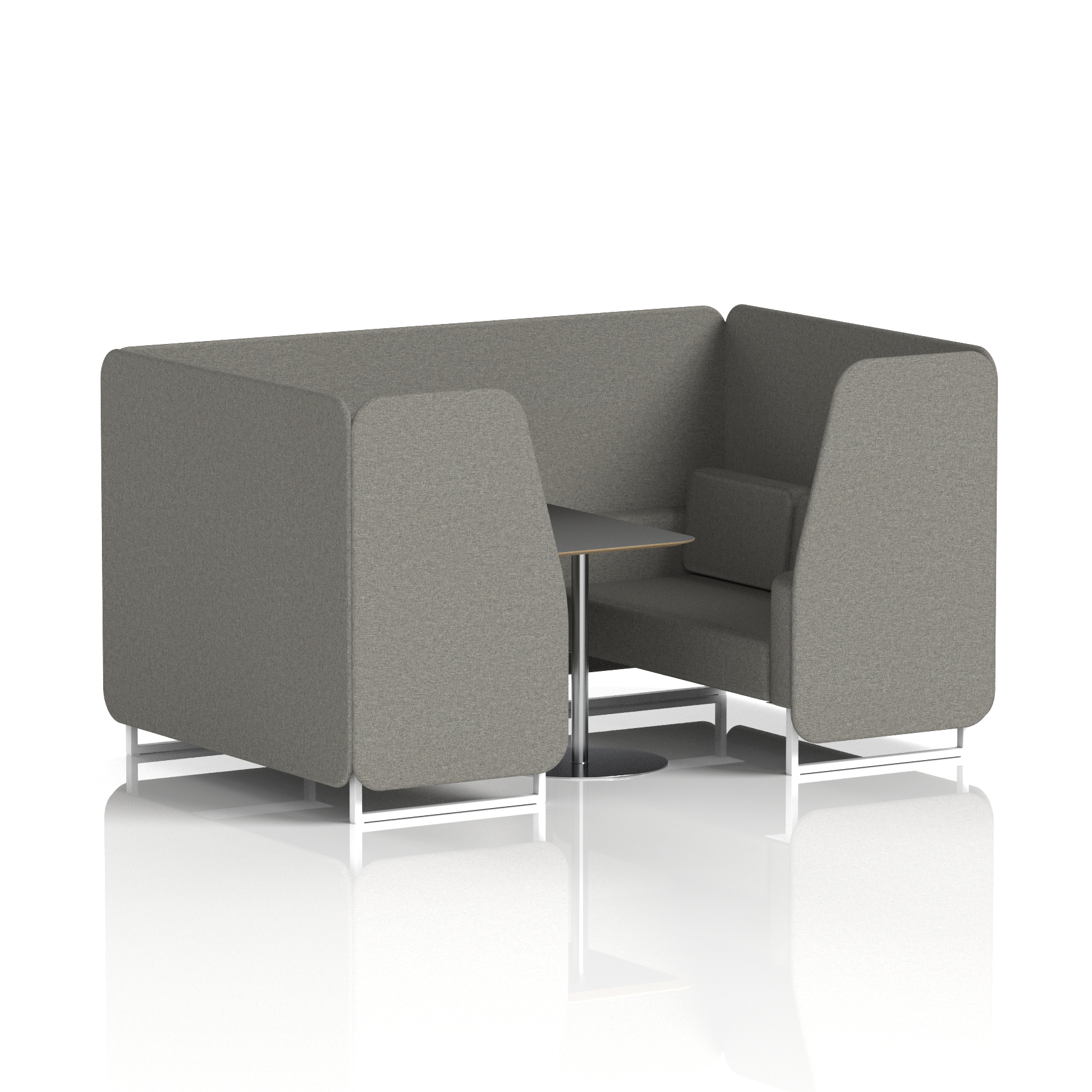Brixworth Booth With White Legs And Black Table In Single Tone 2 Seater Monument Panels And Sofa Band 3 - Main Line Flax