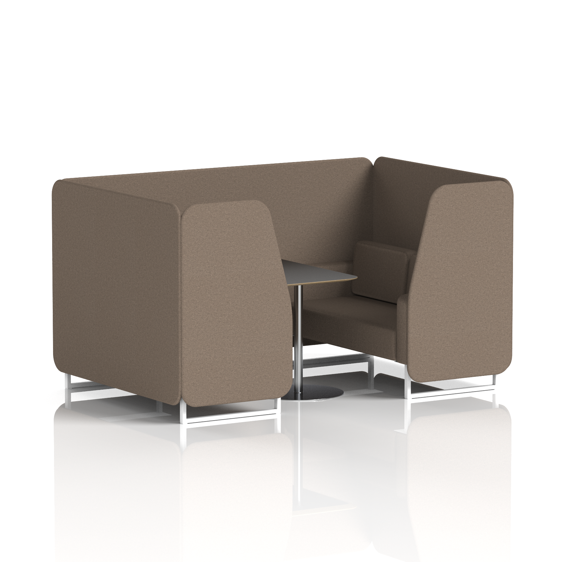 Brixworth Booth With White Legs And Black Table In Single Tone 6 Seater Monument Panels And Sofa Band 3 - Main Line Flax