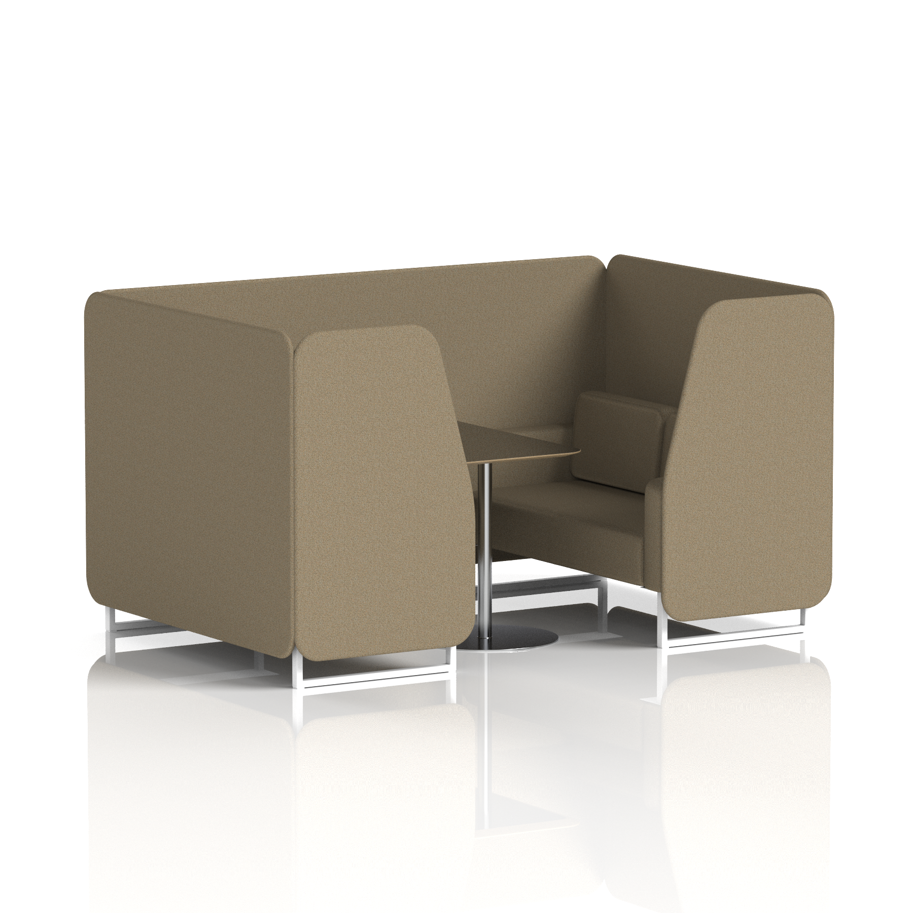 Brixworth Booth With White Legs And Black Table In Single Tone 2 Seater Newbury Panels And Sofa Band 3 - Main Line Flax