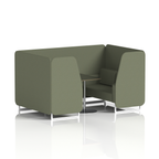 Brixworth Booth With White Legs And Black Table In Single Tone 4 Seater Newbury Panels And Sofa Band 3 - Main Line Flax