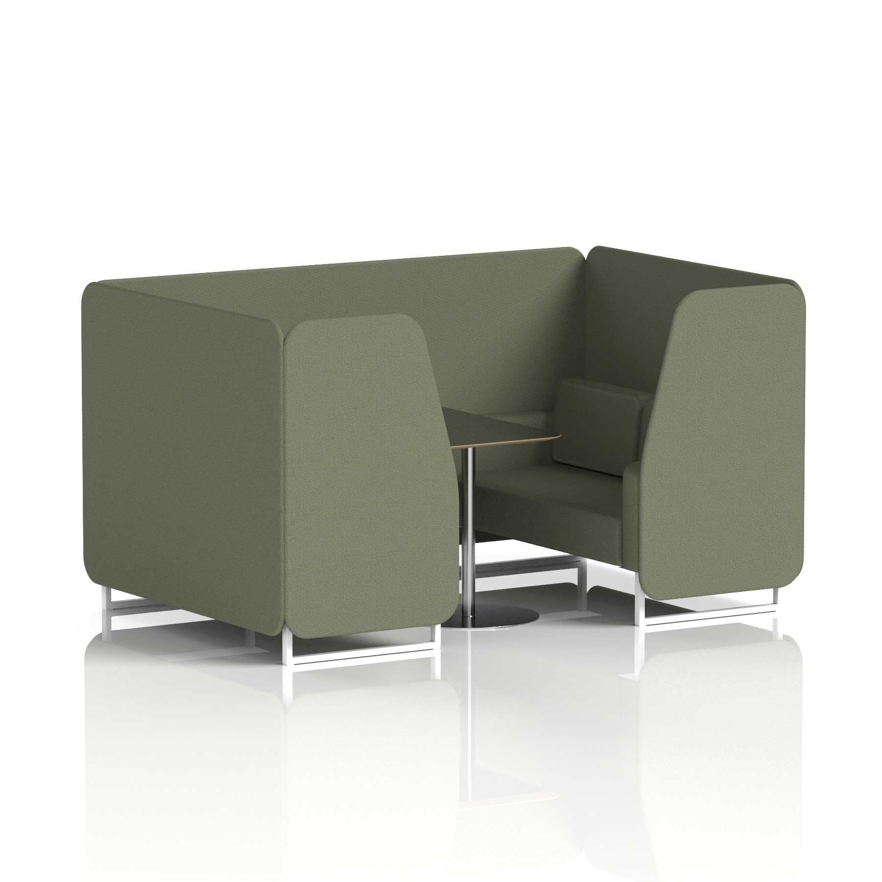 Brixworth Booth With White Legs And Black Table In Single Tone 4 Seater Newbury Panels And Sofa Band 3 - Main Line Flax