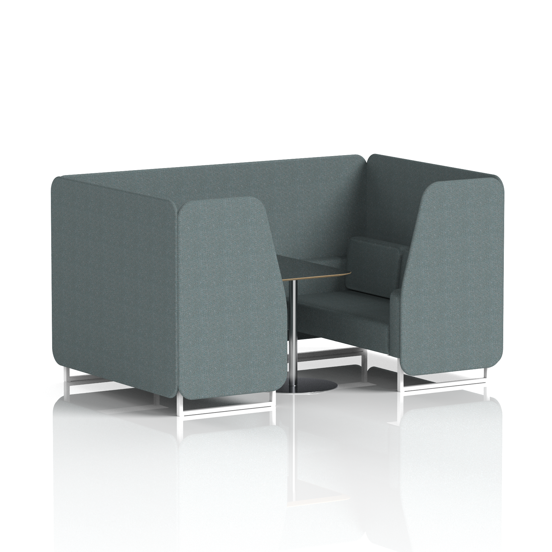 Brixworth Booth With White Legs And Black Table In Single Tone 6 Seater Temple Panels And Sofa Band 3 - Main Line Flax