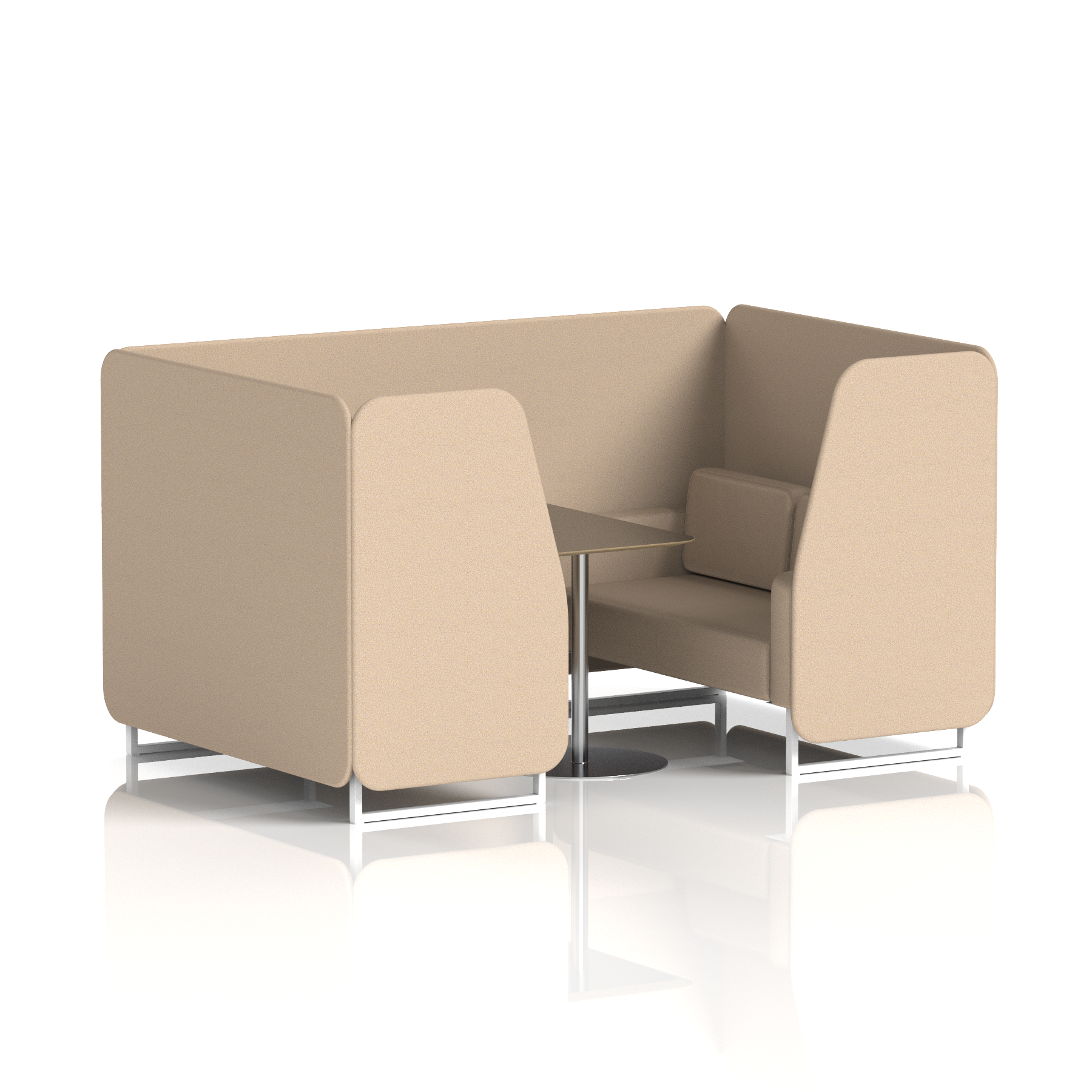 Brixworth Booth With White Legs And Black Table In Single Tone 2 Seater Upminster Panels And Sofa Band 3 - Main Line Flax