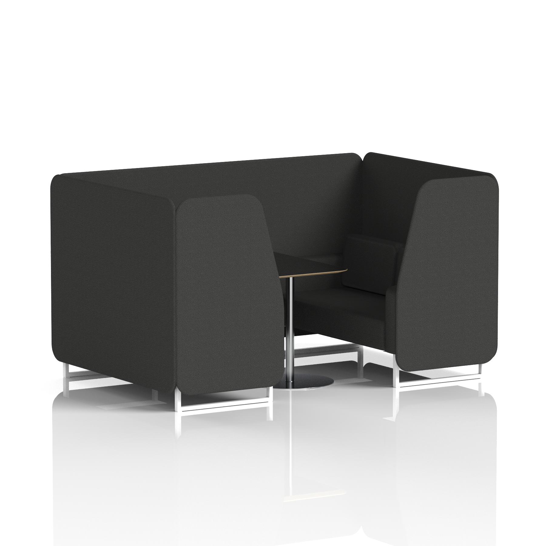 Brixworth Booth With White Legs And Black Table In Single Tone 6 Seater Upminster Panels And Sofa Band 3 - Main Line Flax