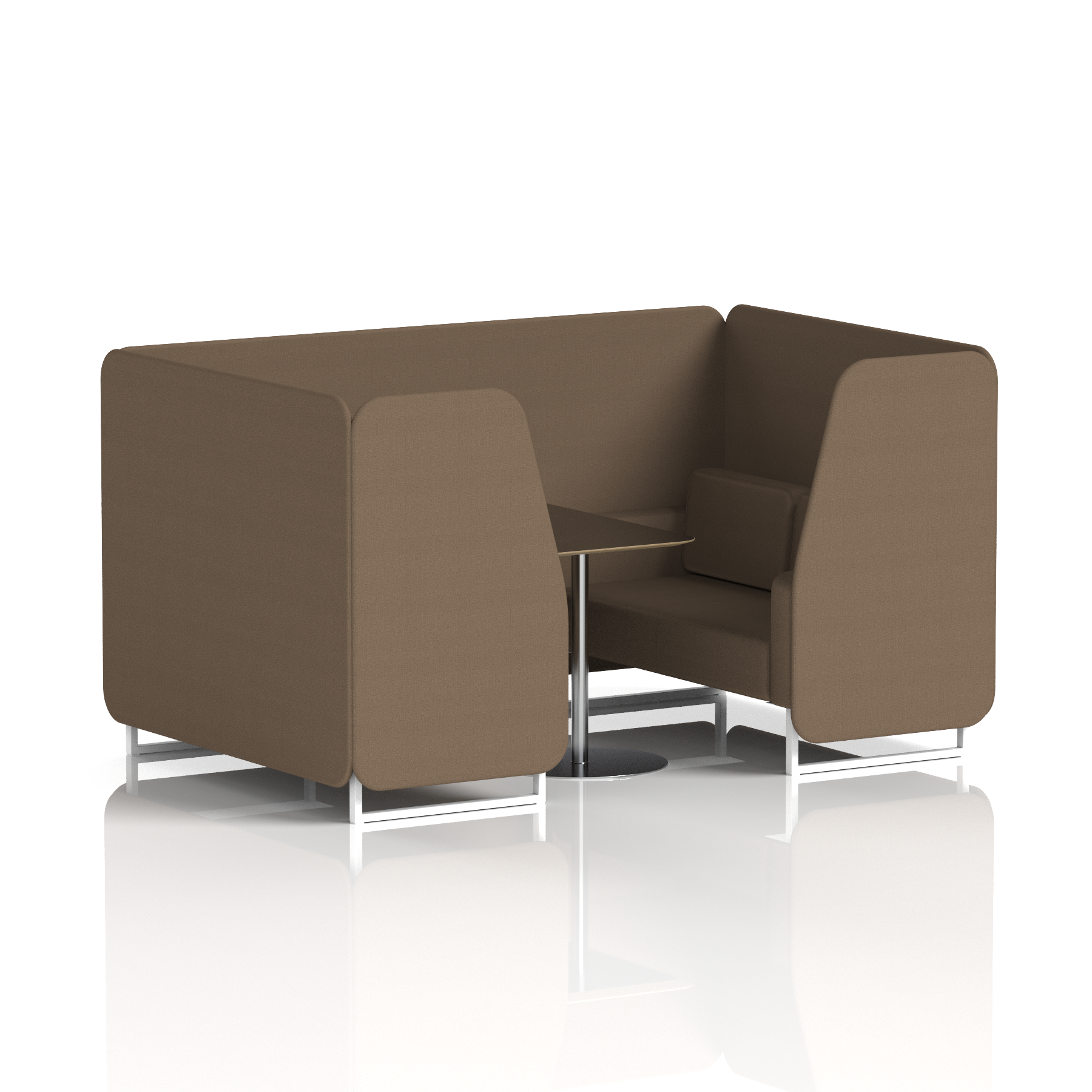 Brixworth Booth With White Legs And Black Table In Single Tone 6 Seater Affix Panels And Sofa Band 4 - Synergy