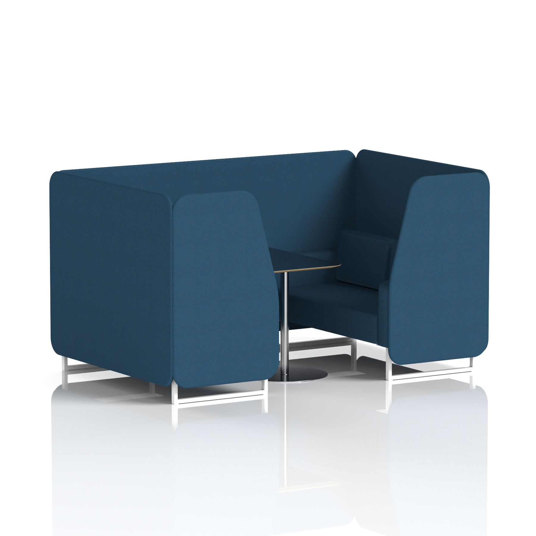 Brixworth Booth With White Legs And Black Table In Single Tone 4 Seater Alike Panels And Sofa Band 4 - Synergy
