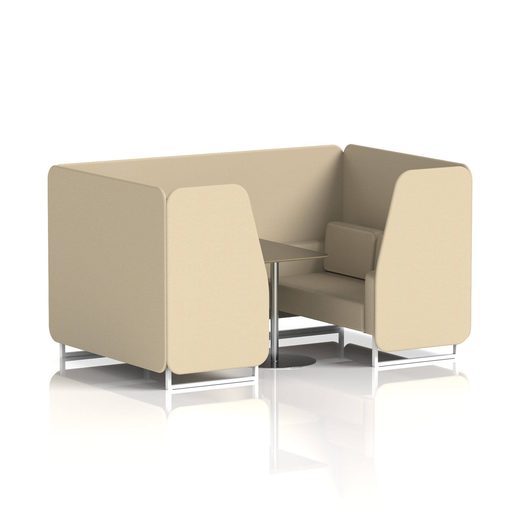 Brixworth Booth With White Legs And Black Table In Single Tone 6 Seater Alike Panels And Sofa Band 4 - Synergy