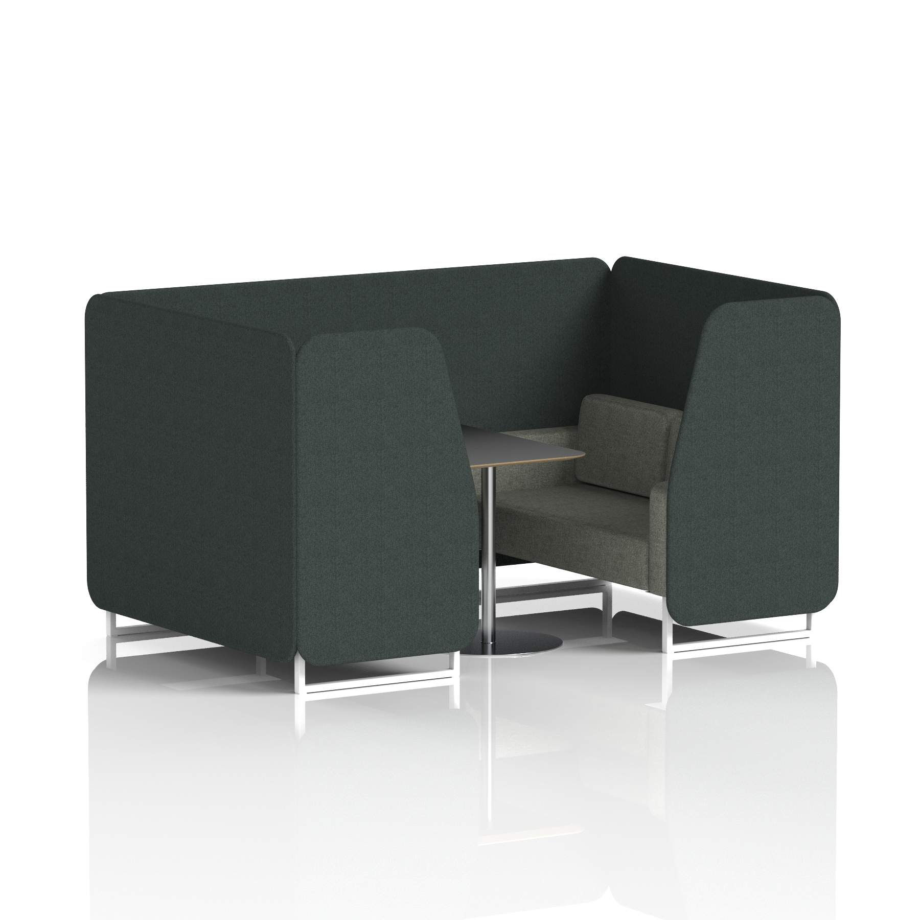 Brixworth Booth With White Legs And Black Table In Two Tone 4 Seater Polygon Panels And Calculus Sofa Band 2 - X2