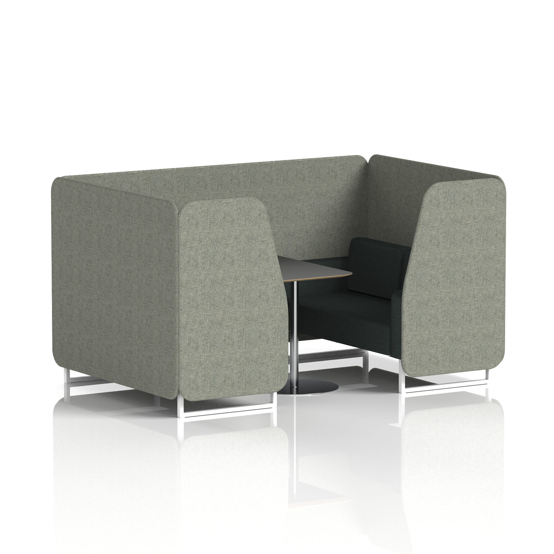 Brixworth Booth With White Legs And Black Table In Two Tone 6 Seater Theory Panels And Diameter Sofa Band 2 - X2