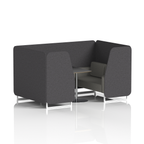 Brixworth Booth With White Legs And Black Table In Two Tone 2 Seater Bank Panels And Upminster Sofa Band 3 - Main Line Flax