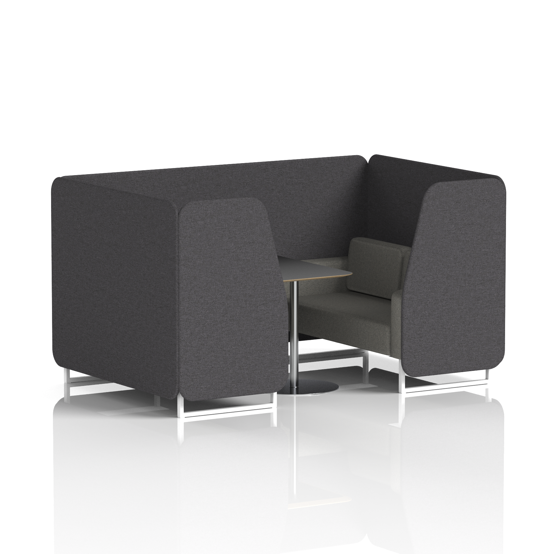 Brixworth Booth With White Legs And Black Table In Two Tone 2 Seater Bank Panels And Upminster Sofa Band 3 - Main Line Flax