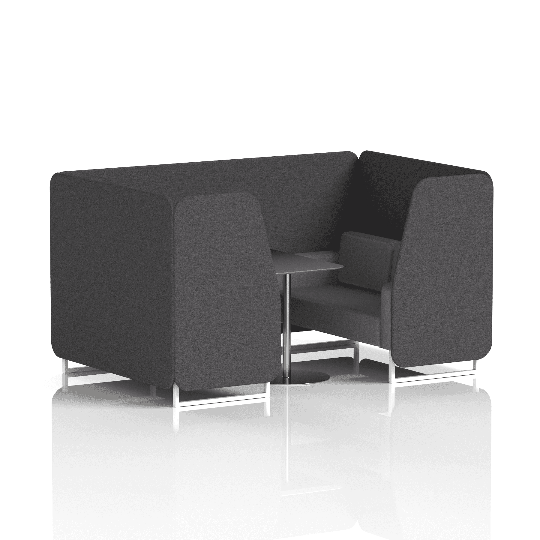 Brixworth Booth With White Legs And Black Table In Two Tone 2 Seater Bank Panels And Upminster Sofa Band 3 - Main Line Flax