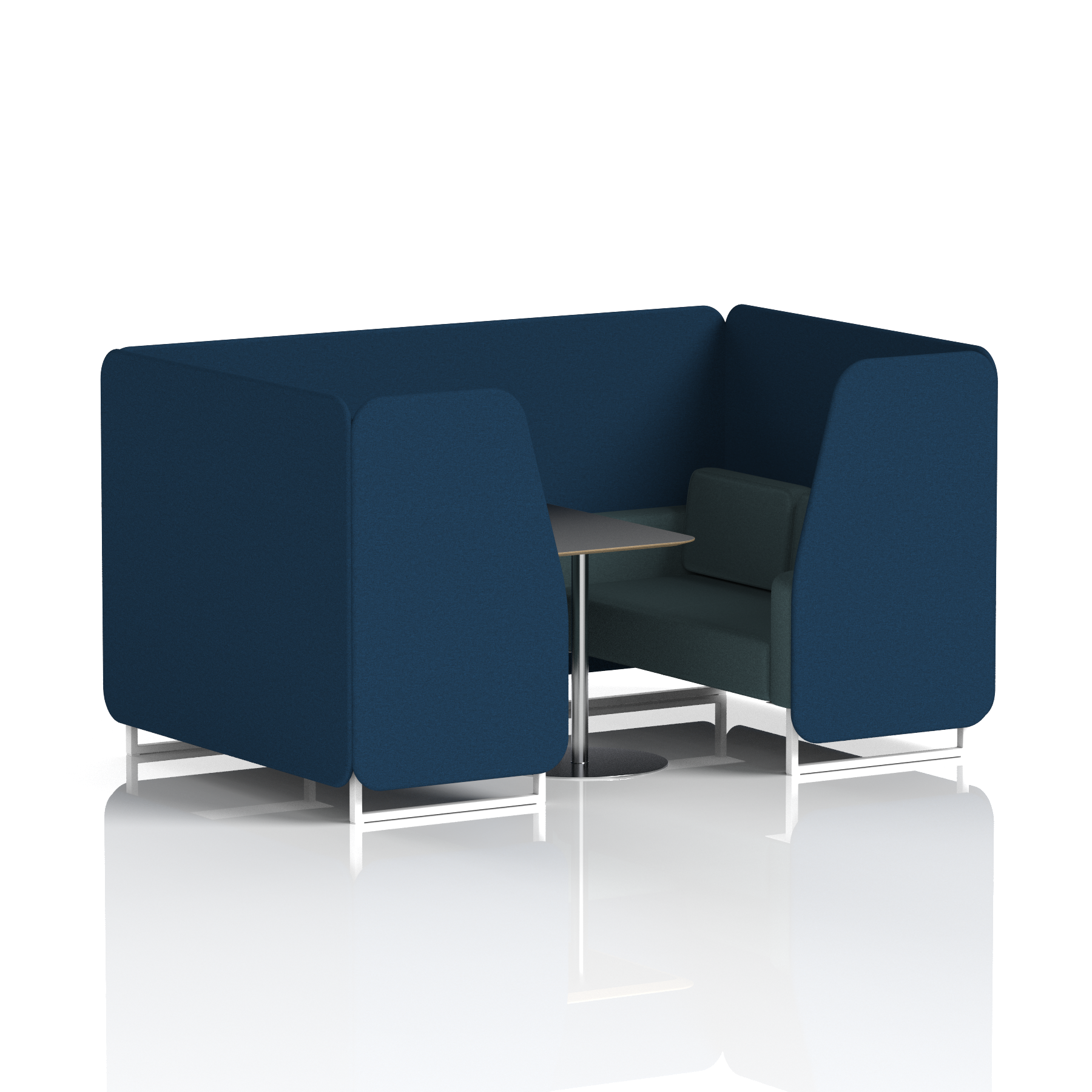 Brixworth Booth With White Legs And Black Table In Two Tone 4 Seater Bank Panels And Upminster Sofa Band 3 - Main Line Flax