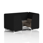 Brixworth Booth With White Legs And Black Table In Two Tone 6 Seater Bank Panels And Upminster Sofa Band 3 - Main Line Flax