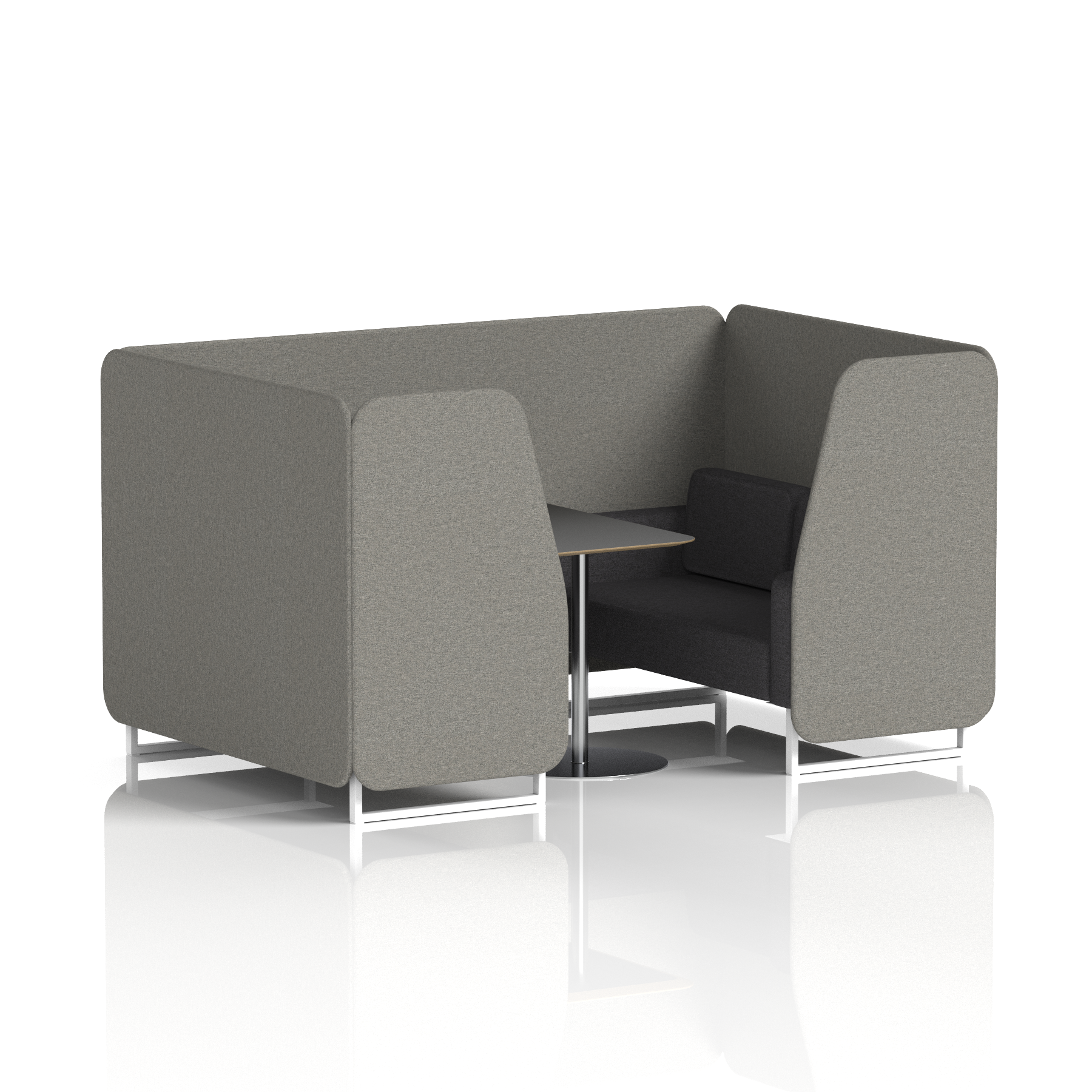 Brixworth Booth With White Legs And Black Table In Two Tone 2 Seater Monument Panels And Temple Sofa Band 3 - Main Line Flax