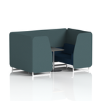 Brixworth Booth With White Legs And Black Table In Two Tone 4 Seater Monument Panels And Temple Sofa Band 3 - Main Line Flax
