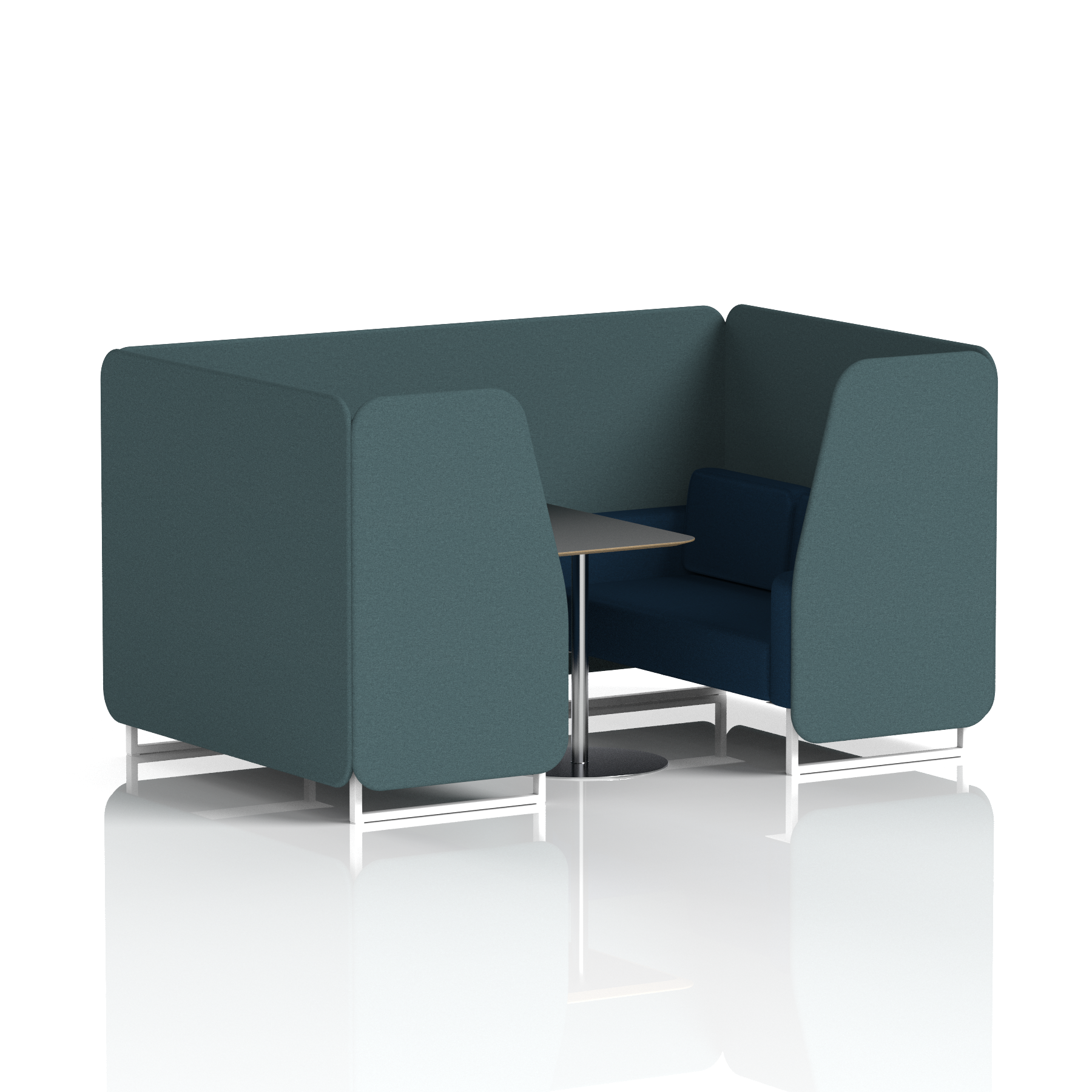 Brixworth Booth With White Legs And Black Table In Two Tone 4 Seater Monument Panels And Temple Sofa Band 3 - Main Line Flax
