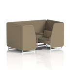 Brixworth Booth With White Legs And Black Table In Two Tone 2 Seater Newbury Panels And Westminster Sofa Band 3 - Main Line Flax
